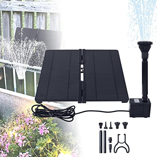 YARDIN Solar Teichpumpe Professional mit 12V/12Ah Verstellbarem Ständer 6 Fontänenstile Solarbrunnen Falten Solar Teichpumpe für Gartenteich Vogel-Bad Fisch-Behälter Kleiner Teich (Type E)