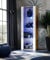 Komodee Vitrine Schrank Tivoli, Weiß/Wotan, Breite 55cm x Höhe 159cm x Tiefe 35cm, LED Blau, 3 Regalböden, für Wohnzimmer, Schlafzimmer, Eingang