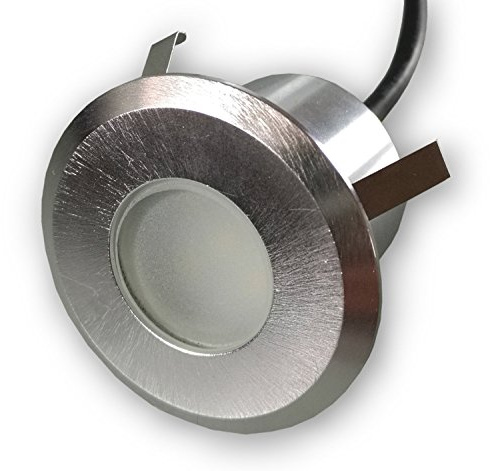 LICHT DISCOUNT LED Terrassen Spot Bodeneinbaustrahler 2 Watt 105 Lumen Rund warm weiß 230 V IP65 Holzboden Diehlen Garten Stufenbeleuchtung