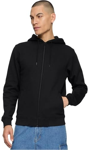 Urban Classics Herren Kapuzenpullover 2-Tone Zip Hoody, zweifarbiger Zip Hoodie für Männer, Regular Fi, Blk/blk, XS