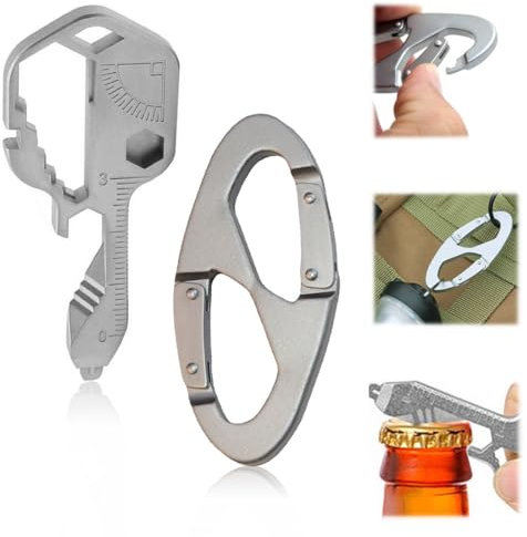 Outil clé multifonction 24 en 1,Outil clé extérieur, Mini clé portable, Outil Clé en Acier Inoxydable, Tournevis à courroie,1pc Porte-Clés en Forme de 8, Pour Sports de Plein Air