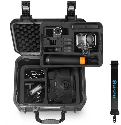 LEKUFEE wasserdichte Hartschalen-Tragetasche für DJI Osmo Action 5 Pro,Osmo Action 4,Osmo Action 3,Standard Combo,Adventure Combo,Vlogging-Combo und Zubehör (nur Koffer)