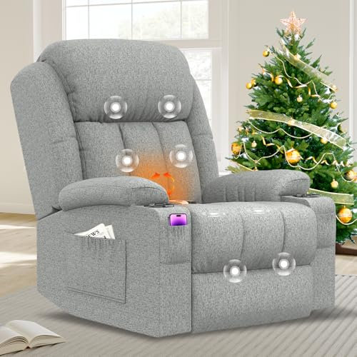 BareTay Lift Chairs Recliner Chairs For the Elderly with Massage & Heat, Extended Footrest Padded Backrest & Seat, USB+Type C Ports, 2 Cup Holders 2 Side Pockets