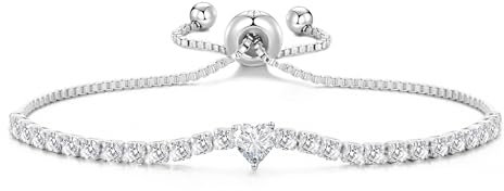 Philip Jones Silver Plated Heart Solitaire Friendship Bracelet Created with Zircondia® Crystals