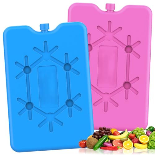 Bloques de frío con 200 ml cada uno, 2 unidades de acumuladores de frío para bolsa isotérmica, reutilizables, acumuladores de frío planos, 12 h de largo, bolsa de refrigeración ultrafina, extraplana