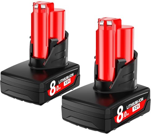 2X 12V 8.0Ah/8000mAh Replacement for Milwaukee M12 Battery XC 48-11-2410 48-11-2420 48-11-2411 48-11-2401 48-11-2402 Cordlees Power Tools