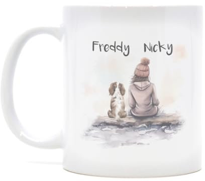 Engravables Cozy Custom Printed Mug – Personalised Gift for Dog Lovers – Cute, Funny & Heartfelt Designs – Multiple Sizes & Styles Available (11oz Ceramic Mug, Winter Woman & Dog 4)