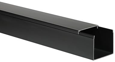 KOMIB 60x60 mm Kabelkanal/Kabelkanäle/Kabelführung - Schraubbar (mit Montagelochung im Boden) - Je Stange 2M (Schwarz, 30m (15x2M))