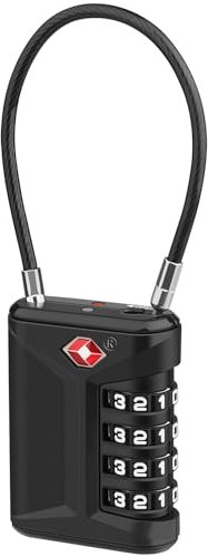 Diyife Lucchetto TSA, [Versione Aggiornata] Lucchetti per Bagagli, Lucchetto Combinazione Viaggio 4 Cifre, Lucchetto Valigia TSA per Viaggio, Custodia, Palestra, Armadietti, Bagaglio (Nero)