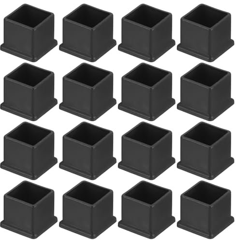 sourcing map 26Pcs PVC Square Chair Leg Caps, 22mm x 22mm OD Black Furniture Feet Pads Table Foot Cover Caps Floor Protectors for Patio Table Cabinet Bed Furniture