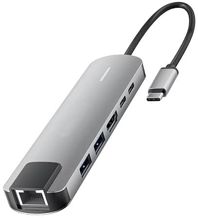 USB C Hub Multiport Adapter, USB C Dock with Ethernet HDMI, 6 IN 1 USB C Hub to 4K HDMI, RJ45 Ethernet, PD, USB 2.0 & USB 3.0, USB Type C Dongle Docking Station For MacBook, Surface, Dell, HP