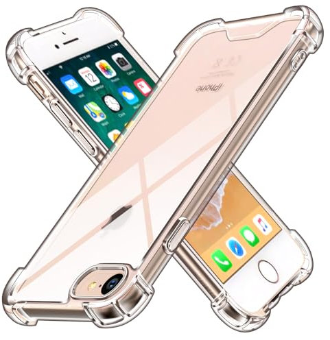 iVoler Anti Ingiallimento Chiaro Cover per iPhone SE 2022/2020 (3. / 2. Generazione) / iPhone 8 7 6S 6, Custodia Antiurto Sottile Trasparente per Assorbimento degli Urti con Paraurti in TPU Morbido