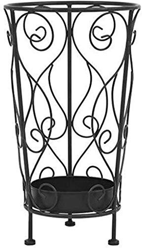 Vintage Style Umbrella Holder Stand Free Standing Metal Umbrella Rack Stand with Drip Tray for Umbrella Cane Walking Stick 26x46 cm Black Y0S0J1