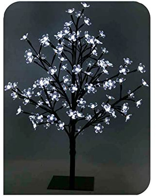 Zarivy Albero 3D Sakura con tronco dritto da 60 cm, dotato di 120 LED a luce bianca fredda, ideale per decorare il tuo spazio. Impermeabile IP44, perfetto per interni ed esterni.