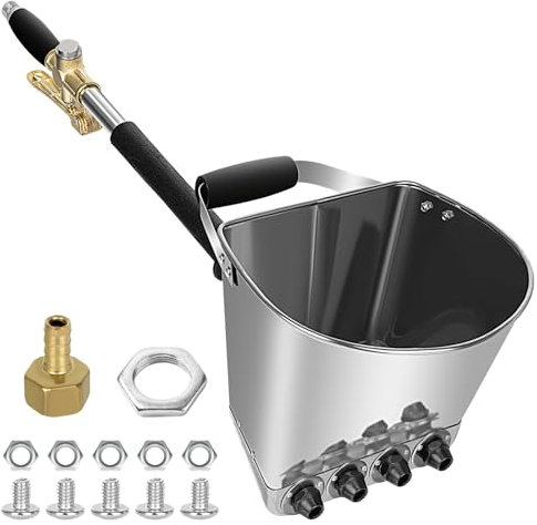 Rociador de Cemento Proyector Mortero Pistola de Cemento Máquina de Crepir con 4 chorros Pulverizador de Sablon Yeso Hormigón Mortero Cal para Pintura Mural, Plata