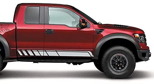 KJJjQf Car Body Side Stickers,for Ford F150 Raptor Ranger T6 T7,Stripe Side Skirt Decal Stickers Body Modification Accessories,B-White