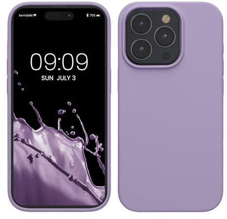 kwmobile Cover per Apple iPhone 15 Pro Max Custodia - Back Case Antiurto Bordo Rialzato - in Silicone TPU Flessibile - lavanda lilla
