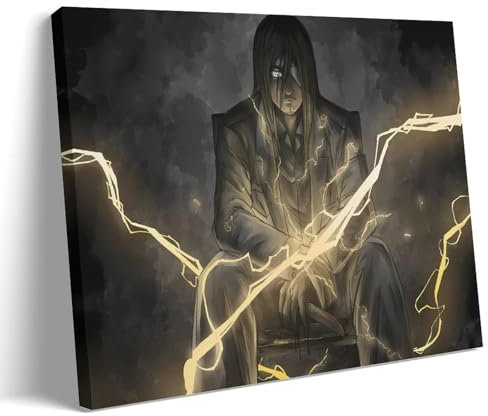 CBEJFGTX Attack on Titan Eren Yeager Black And White Art Poster Dekorative Malerei Leinwand Wandkunst Wohnzimmer Poster Schlafzimmer Malerei 24x36inch(60x90cm)