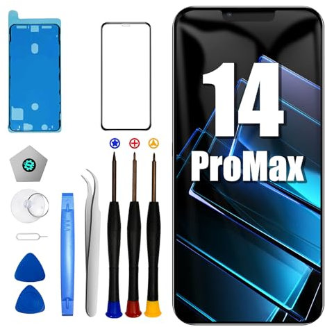 DTD Für iPhone 14 Pro Max Kit 6,7 Zoll LCD Display FHD Touch Digitizer mit Reparaturset, Displayschutzfolie, kompatibel mit dem Modell A2651, A2893, A2896, A2895, A2894
