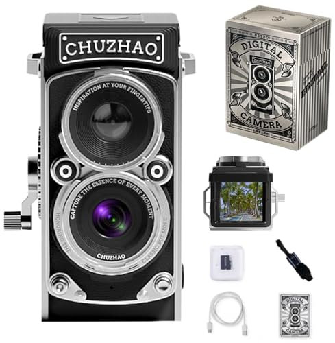 Mini fotocamera retrò, fotocamera digitale vintage con scheda da 16 GB, fotocamera per vlog da 12 MP per principianti, video FHD 1080P