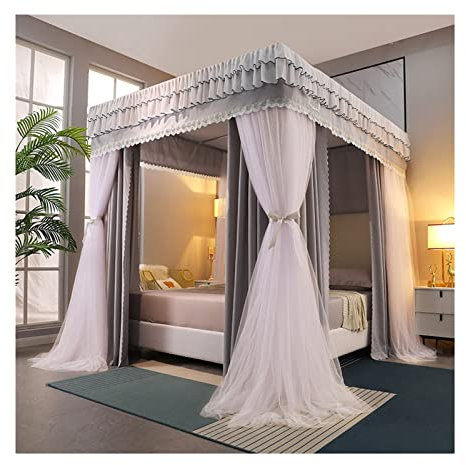 SGFBDZLK Betthimmel-Moskitonetz für 2 m breite Betten, 4 Stangen zur Unterstützung des Betthimmels, (Farbe: Stil 4, Größe: 200 x 220 x 200 cm)