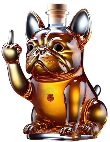 Funny French Bulldog Whiskey Bottle, 3D Middle Finger French Bulldog Whiskey Decanter, Dog Whiskey Wine Glass Bottle, Unique Middle Finger Dog Wine Glass Bottle, For Bar, Office, Home Decor(A)