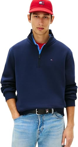 Tommy Jeans Herren TJM Reg Fleece 1/4zip Mock Neck Dm0dm20339 Sweatshirt mit halbem Reißverschluss (1er Pack)