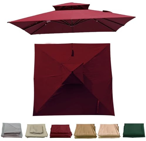 Amieron 2.5x2.5m/3x3M Square Patio Umbrella Replacement Canopy, 7 Ribs Cantilever Umbrella Top Cover, Hanging Offset Cantilever Outdoor Patio Umbrella Cover Canopy for Backyard Garden Beach Yard