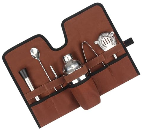 SEAFRONT Tragbares Cocktail -Set -Tasche Professionelles Mixologie Barkeeper Kit für Camping, Picknicks und Reisen Im Freien (Brown)