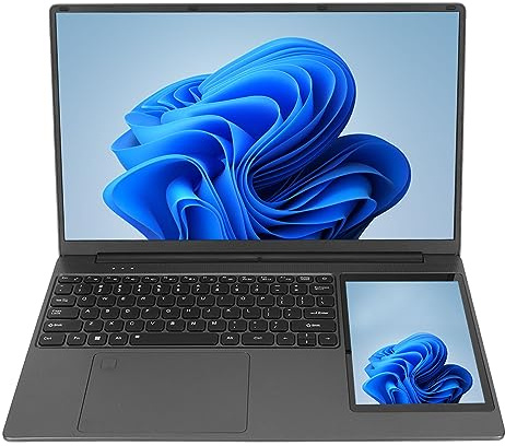 Plyisty Laptop a Doppio Schermo Aziendale 15.6in UHD 16 GB RAM 7in Touchscreen Quad Core Laptop Computer (16+128G Spina Europea)