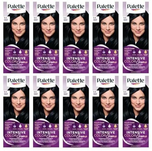 (Pack of 10) Palette Intensive Color Cream 1-1 (C1) Sapphire Black Hair Color - Full Box - With English Instruction Leaflet