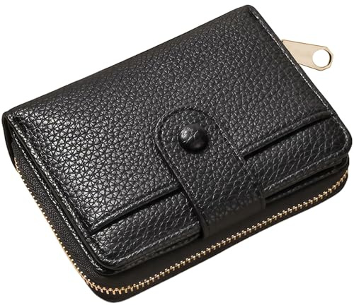 GWAWG Cuir Portefeuille Femmes Homme, Petit Porte Monnaie Femme, Antivol Petit Porte Monnaie Plusieurs Compartiments avec Fermeture à Glissière Porte Carte Chequier Etui Permis De Conduire