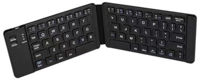HOLIDYOYO Tastiera Wireless Pieghevole Mini 67 Tasti Abs Festa Scuola Decor | Design a Due Pieghe Ultra Sottile, Copertura Magnetica, Nero Elegante, per Tablet e Telefono