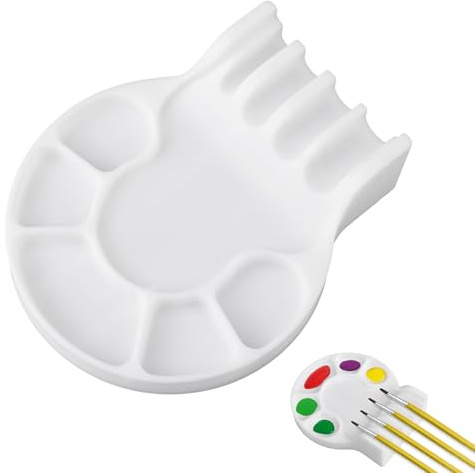 Paint Brush Rest Holder, Silicone Durable Multifunctional Watercolor Paint Brush Rest Holder Practical Painting Palette Puck Trays Accessories Suitable for Oil Watercolor (White)