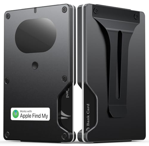 Diebstahlschutz Kartenetui Ultradünne - Slim Wallet AirTag, AirTag Portmonee Herren Geldbeutel, Clip Wallet mit RFID-Schutz, Smart Wallet - Cash Clip Geldbörse, für Damen & Herren (Mattschwarz)