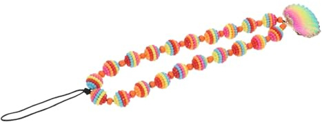 STOBAZA Bohemian Stil Perlen Handykette mit Natürlicher Regenbogen Muschel Installieren Abnehmbar Handy Umhängeband für Dekoration und Schutz