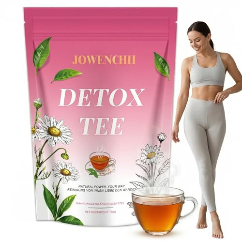 Detox Tee Zum Abnehmen, 28 Tages Abnehmentee, Detox Tea Weight Loss - Natürliche Kräutermischung, Mit Grüner Tee,Honig Pfirsich & Löwenzahn - Fördert Gewichtsverlust, Entgiftung & Verdauung - Vegan