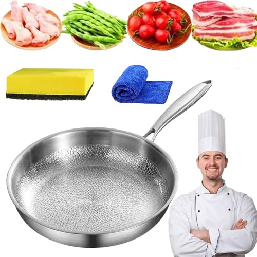 Generisch Titaniumpro Pfanne 26/28/30cm, Titan Bratpfanne Unbeschichtet, Pfanne Aus Reinem Titan, Antihaft Wabenpfanne, Bratpfanne Zum Kochen & Braten (28cm, Ohne Deckel)