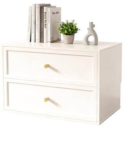 HULANAN Bücherregal Weiß mit 2 Schubladen – Modulares Würfelregal als Kommode & Bücherschrank | Vielseitig für Büro, Schlafzimmer & Aufbewahrung | Einzeln oder kombinierbar 59,8 x 39,8 x 29,7 cm