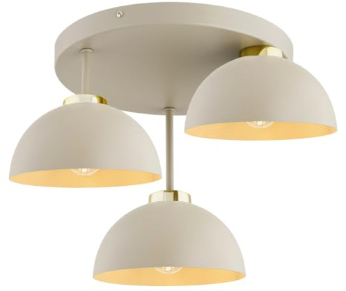 KAR LIGHTING Deckenlampe 3-flammig Beige – Moon Ecru Kaschmir Leuchte aus Metall – E27 Lampen für Wohnzimmer, Esszimmer oder Küche – LED geeignet