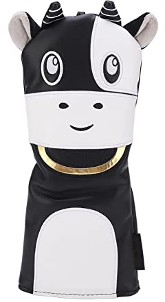 Golf Club Head Covers Waterproof PU Fabric Cartoon Design Driver Putter Cover for Training Competition Golf Accessories Soft Plush Interior Rotatable Number Plate X 3 4 5 7 (Black)