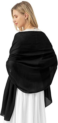 bridesmay Damen Halstuch Sommer Schal Festliche Stola für Abendkleid Hochzeit Chiffon Silk Scarf Schwarz Black M