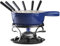Artestia Swiss Traditional Cast Iron Cheese Fondue Pot Set, Cast Iron Fondue Set for Cheese, Meat & Chocolate (Blue)