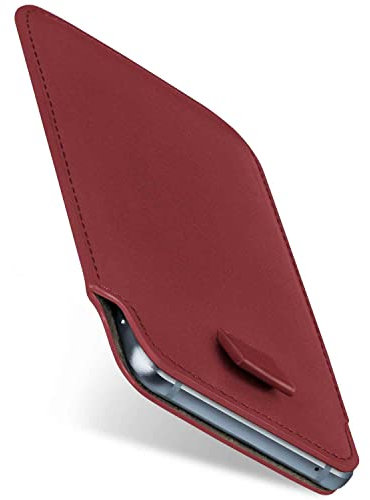 moex Slide Case für iPhone 5s / 5 / SE (2016) Handytasche zum Einstecken Ultra dünn, Einsteckhülle Holster Hülle PU Leder, Sleeve Etui Handyhülle mit 360 Grad Komplettschutz, Rot