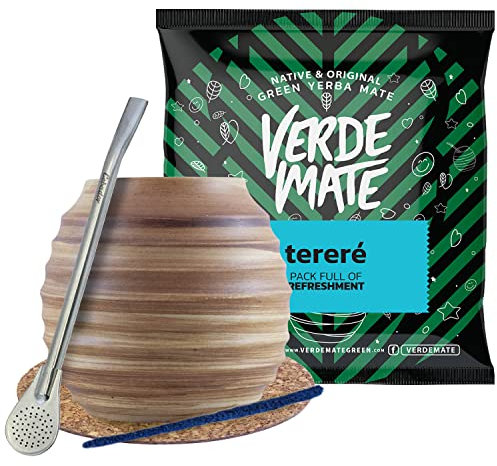 Set Mate e Bombillas Coppa Yerba Mate, calebasse in Ceramica, Circa 400 ml, Facile da Pulire