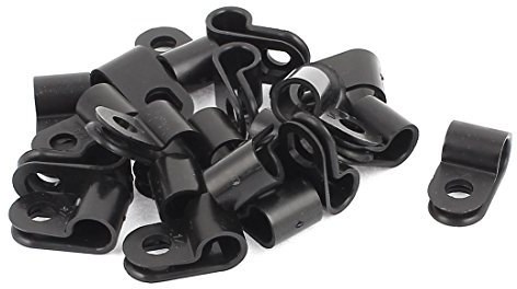 sourcing map 20pcs Serre-câble Attache Grillage Rigide Fixation Cable Electrique Clip Plastique Noir R Type Clip câble Pince pour Fil 6 mm diamètre du Tube Flexible