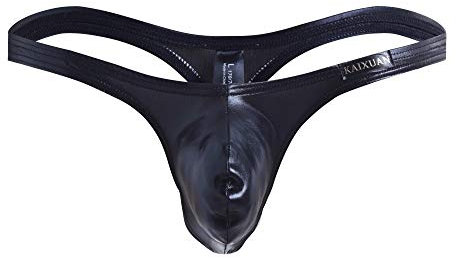 KPPONG String Homme Sexy Cuir Taille Basse Cool G-String Pas Cher Doux Respirant Tanga Thong Briefs sous-vêtement Lingerie Sac Érotique