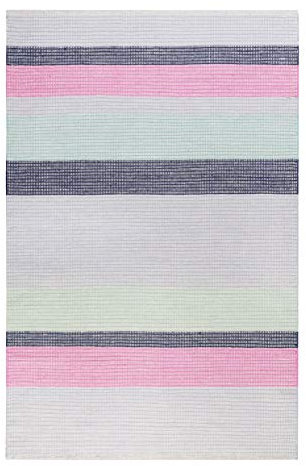 Esprit Home I Moderner Kurzflor Kelim Teppich aus Wolle - Läufer für Wohnzimmer, Flur, Schlafzimmer I Makon Kelim I Blau Pink I (160 x 230 cm)