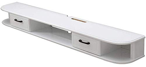 AILZNN Floating TV Unit with Drawers, floating shelf Wall Mount TV Cabinet Storage Shelf for DVD Satellite TV Box Cable Box, 100×24×16cm(39×9×6inch)