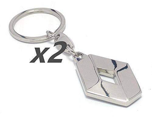 [Lot de 2] Hirondelle Bleue® Porte Clé 9x3cm en métal générique compatible avec Renault Clio Megane Kangoo Twingo Talisman,Produit expédié depuis la France